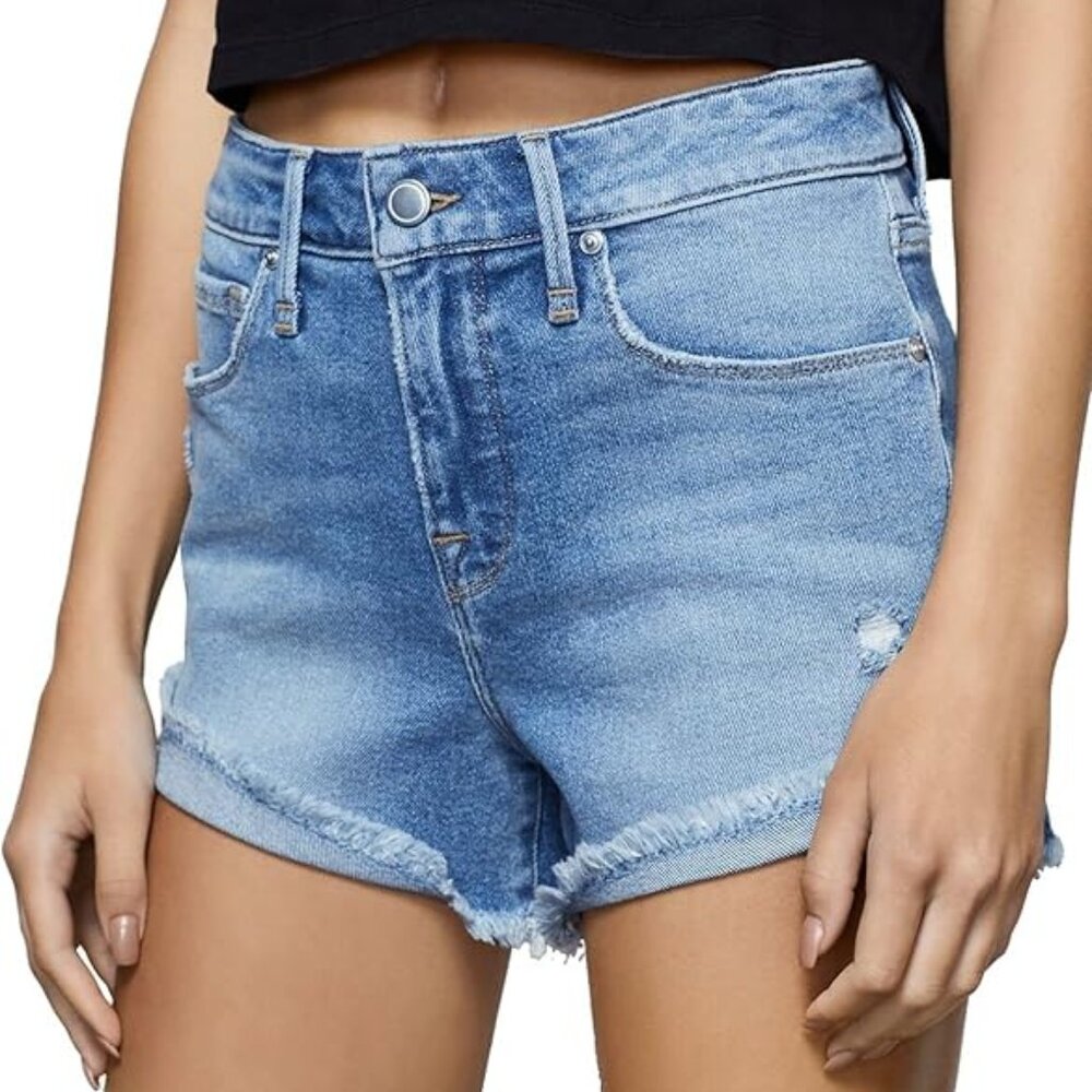 Good American  Good Curve Jean Shorts - High waisted stretch shorts -   Size 6